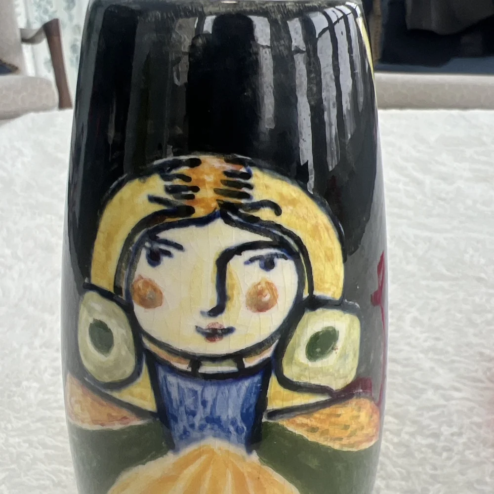 Rare 1969 San Marino Ceramica Titano Hand Painted 9” Day of Dead Vase AD Signed